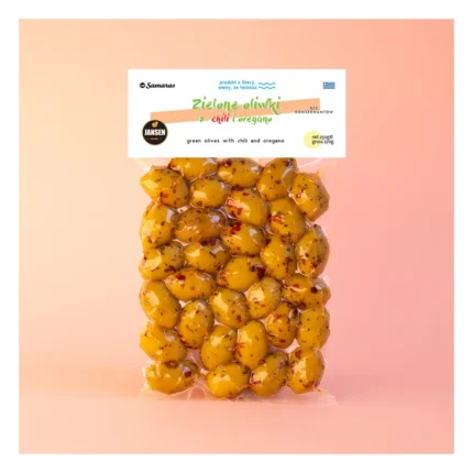 Oliwki chalkidikis zielone z chili i oregano z pestką Samaras 270 g